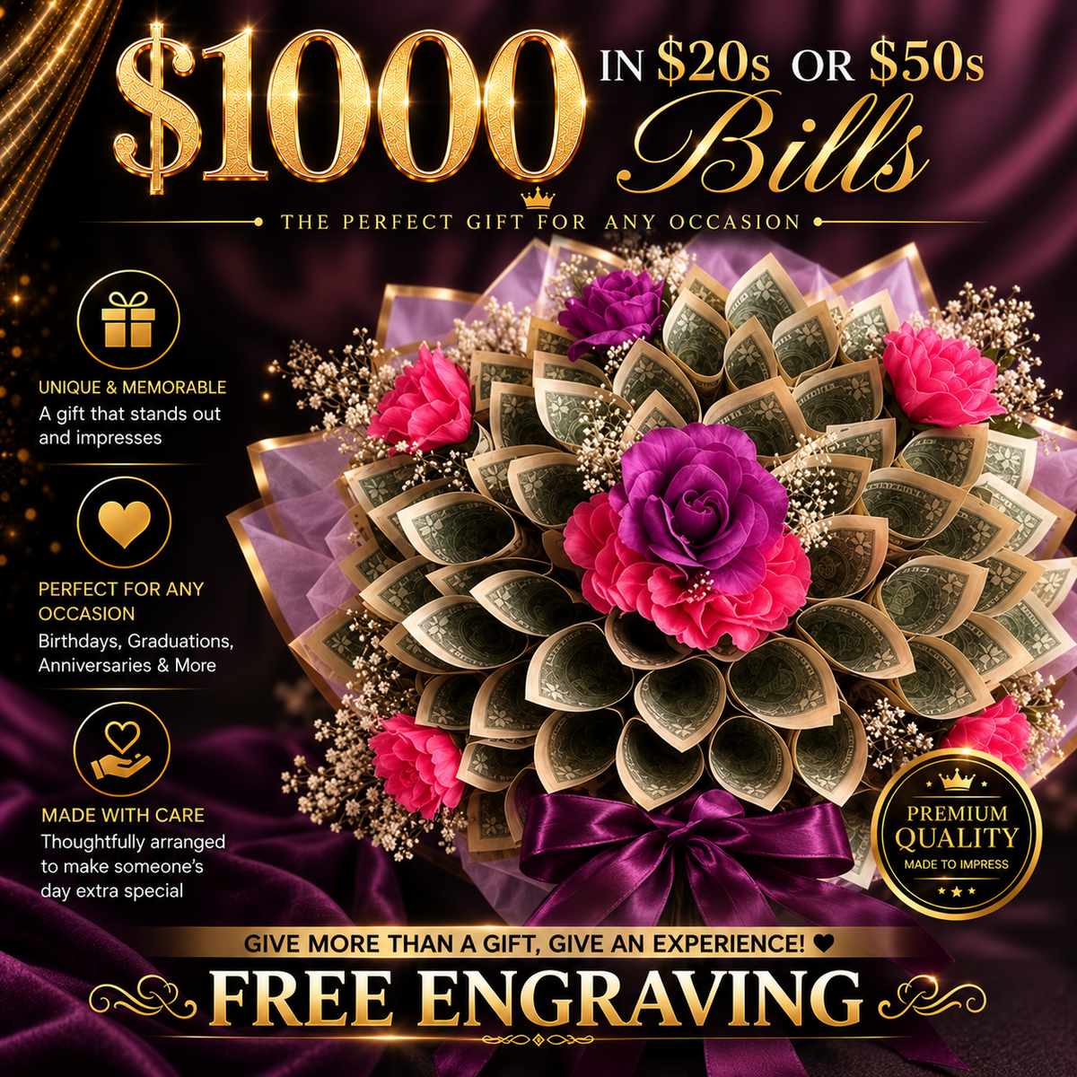 1000 Dollar Money Bouquet