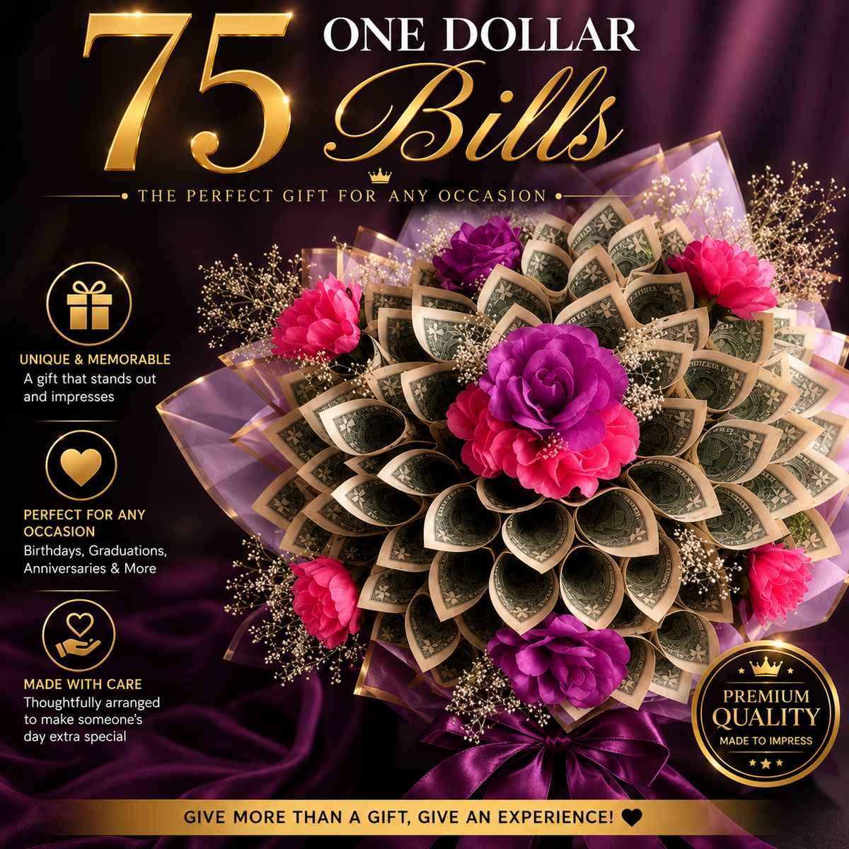 75 Dollar Money Bouquet