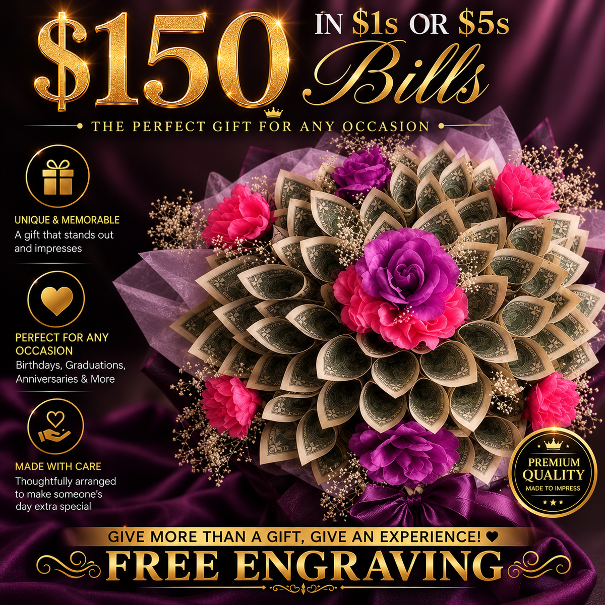150 Dollar Money Bouquet