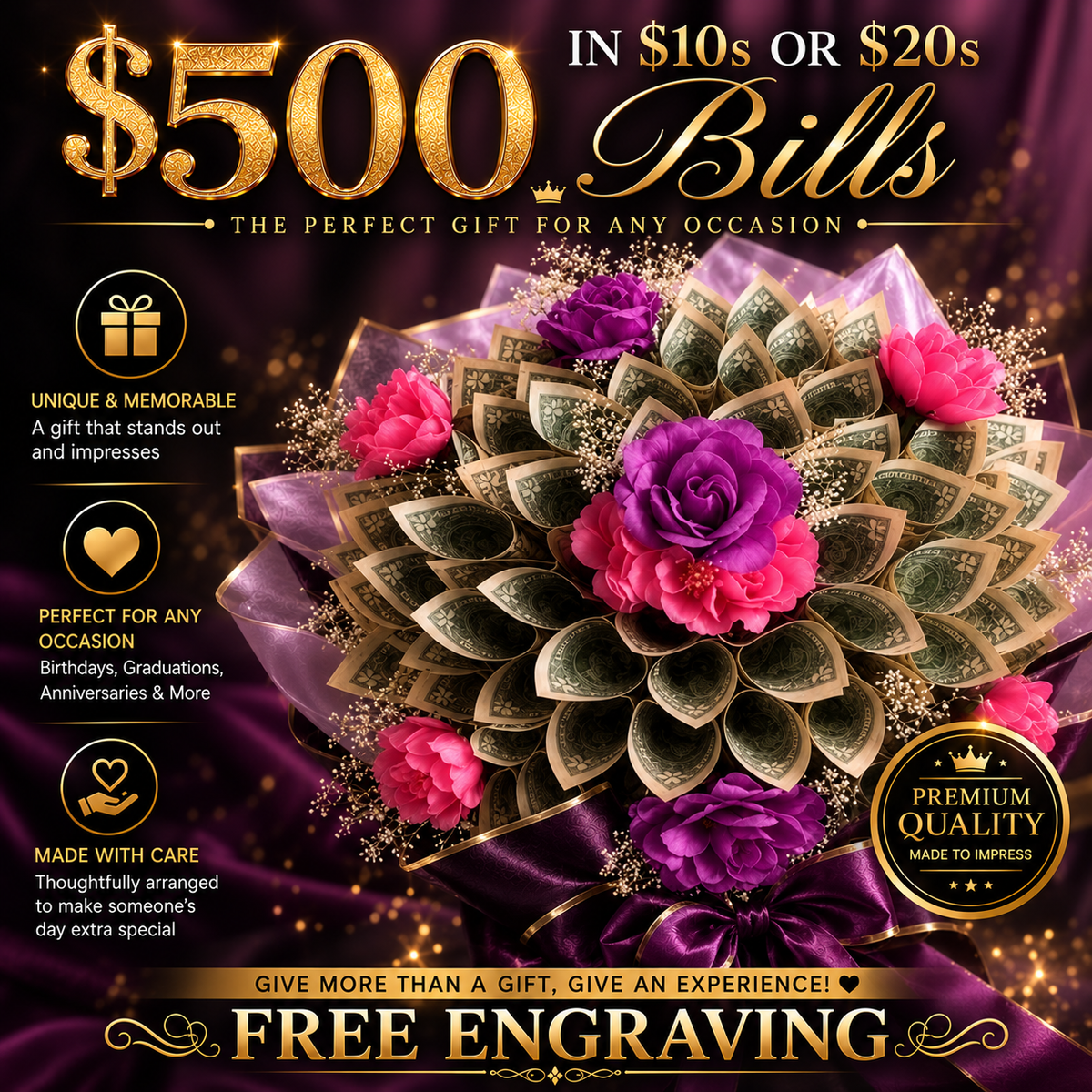 500 Dollar Money Bouquet